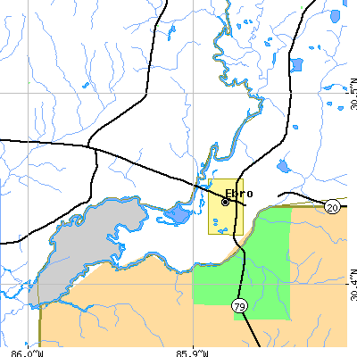 Zip code 32437 close-up map