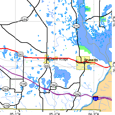 Zip code 32442 close-up map