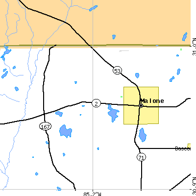 Zip code 32445 close-up map