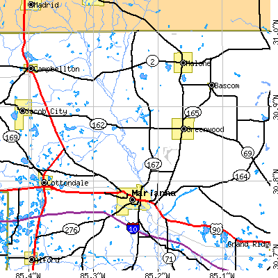 Zip code 32446 close-up map