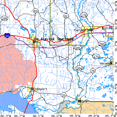 Zip code 32455 close-up map