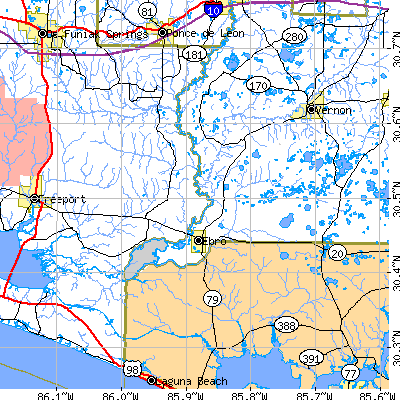 Zip code 32462 close-up map