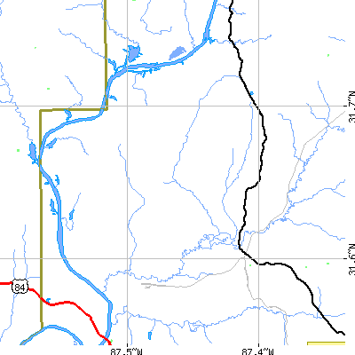 Zip code 36444 close-up map