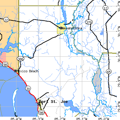 Zip code 32465 close-up map