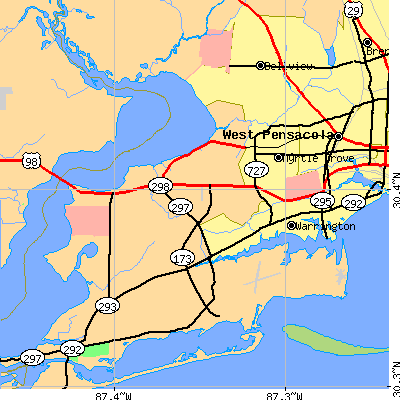 Zip code 32506 close-up map