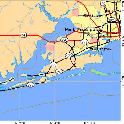 Zip code 32507 close-up map