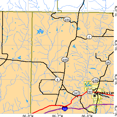 Zip code 32531 close-up map
