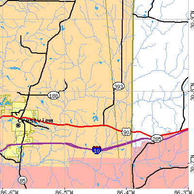 Zip code 32539 close-up map