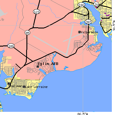 Zip code 32542 close-up map