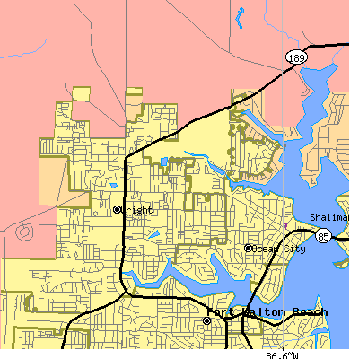 Zip code 32547 close-up map