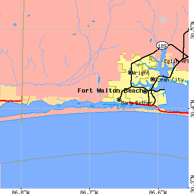 Zip code 32548 close-up map