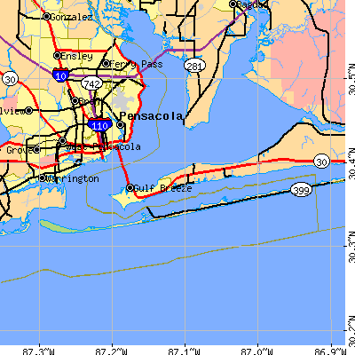 Zip code 32561 close-up map