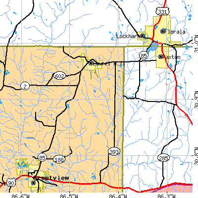 Zip code 32567 close-up map