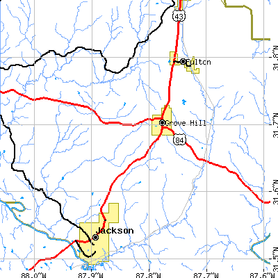 Zip code 36451 close-up map