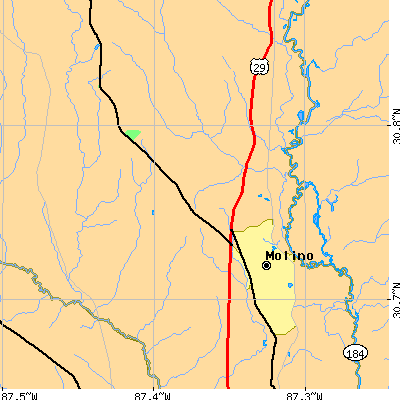 Zip code 32577 close-up map