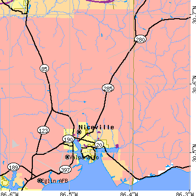 Zip code 32578 close-up map