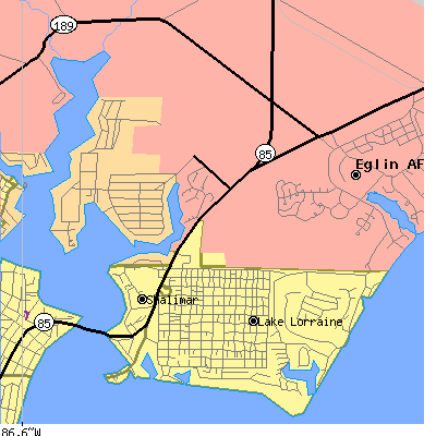 Zip code 32579 close-up map
