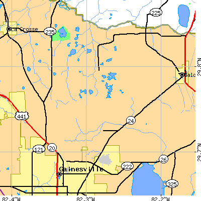 Zip code 32609 close-up map