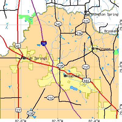 Zip code 32615 close-up map