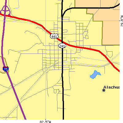 Zip code 32616 close-up map