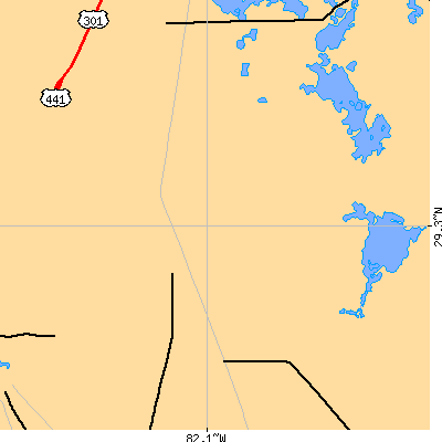 Zip code 32617 close-up map