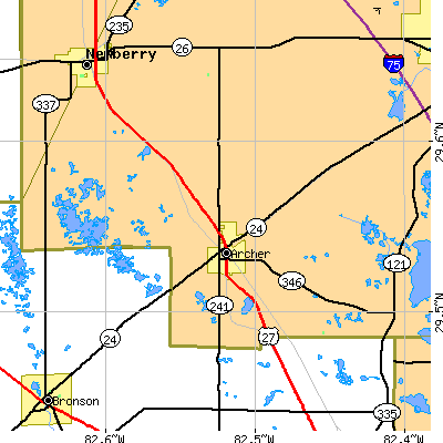 Zip code 32618 close-up map