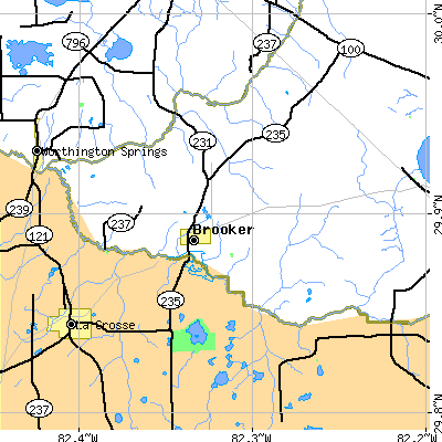Zip code 32622 close-up map