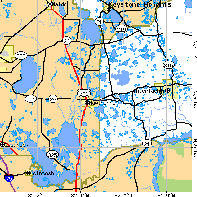 Zip code 32640 close-up map