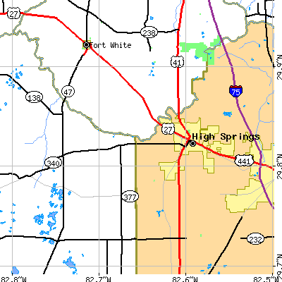 Zip code 32643 close-up map