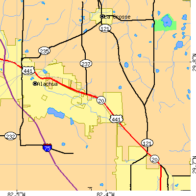 Zip code 32653 close-up map