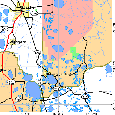 Zip code 32656 close-up map