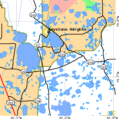 Zip code 32666 close-up map