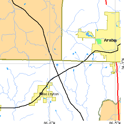 Zip code 35087 close-up map