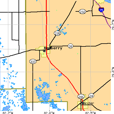 Zip code 32669 close-up map