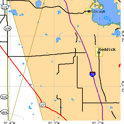 Zip code 32686 close-up map