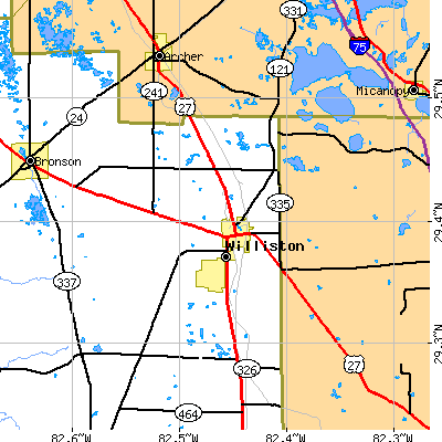 Zip code 32696 close-up map