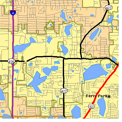 Zip code 32701 close-up map