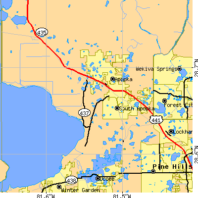 Zip code 32703 close-up map