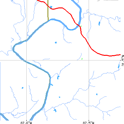 Zip code 36470 close-up map