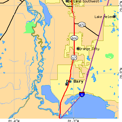 Zip code 32713 close-up map