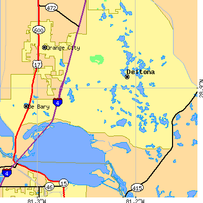 Zip code 32725 close-up map