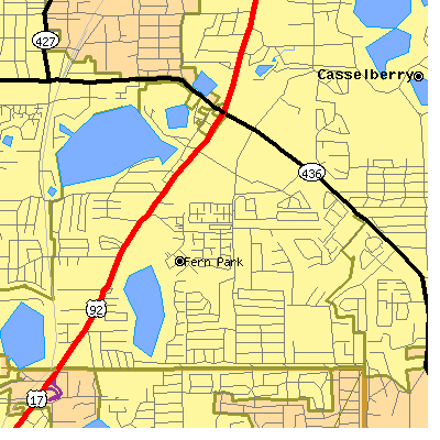 Zip code 32730 close-up map