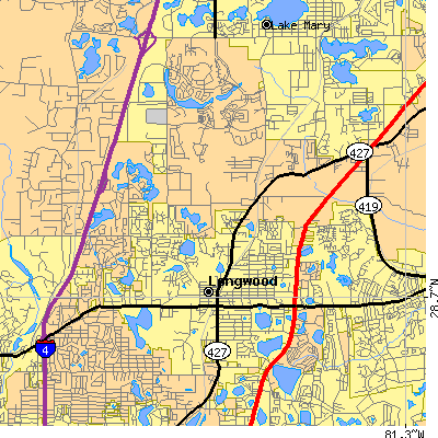 Zip code 32750 close-up map