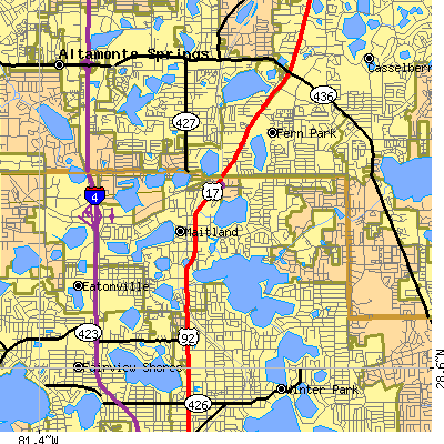 Zip code 32751 close-up map