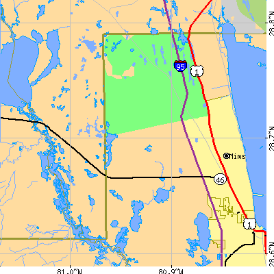 Zip code 32754 close-up map