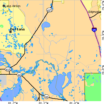 Zip code 32764 close-up map