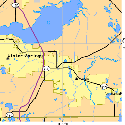 Zip code 32765 close-up map