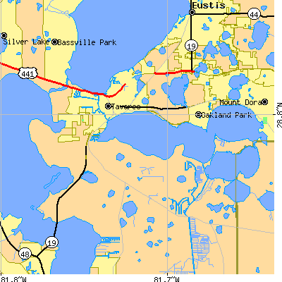 Zip code 32778 close-up map