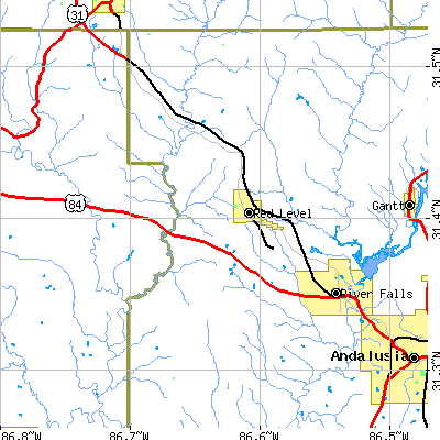 Zip code 36474 close-up map
