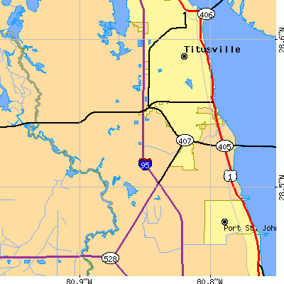 Zip code 32780 close-up map